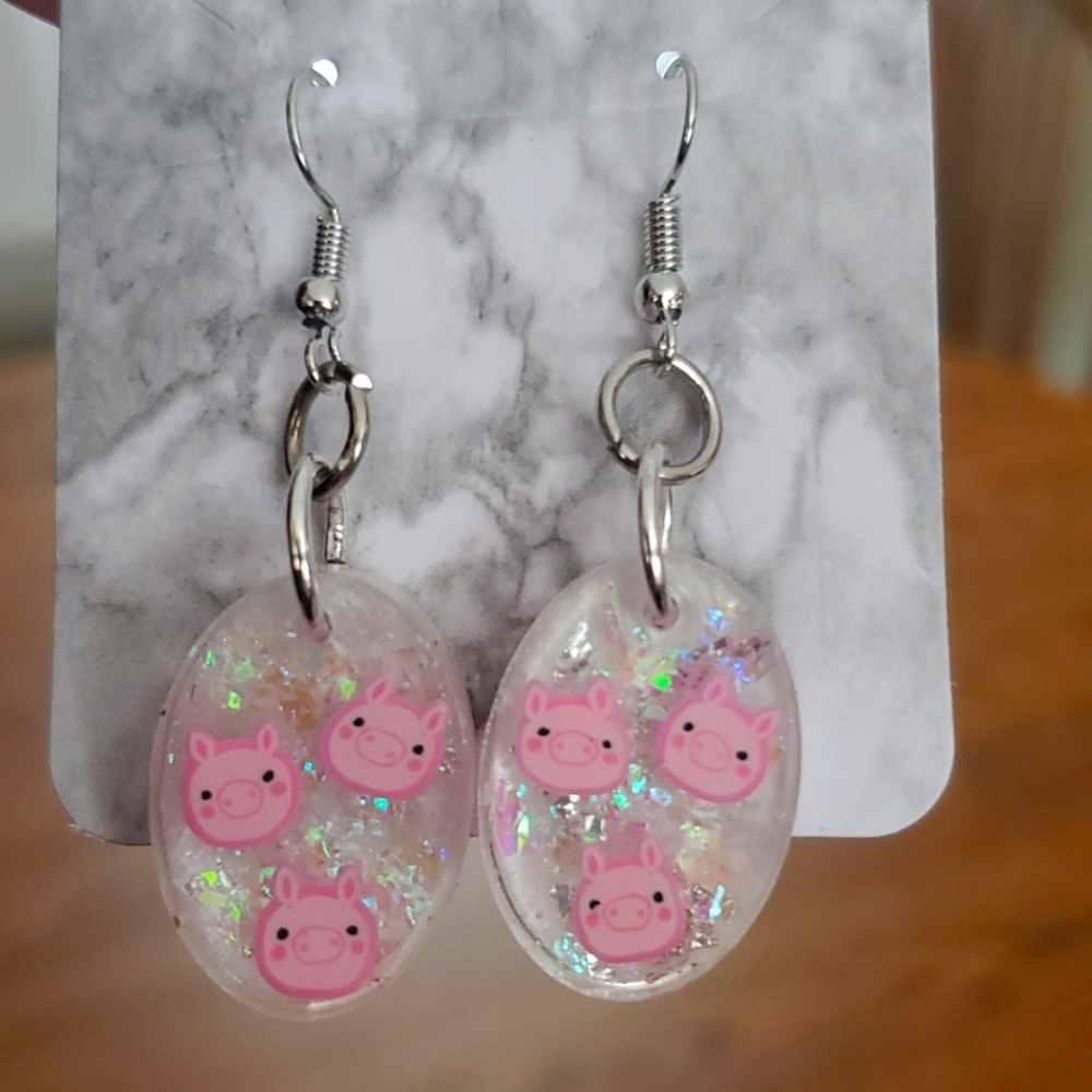 2/$10 Resin pig earrings